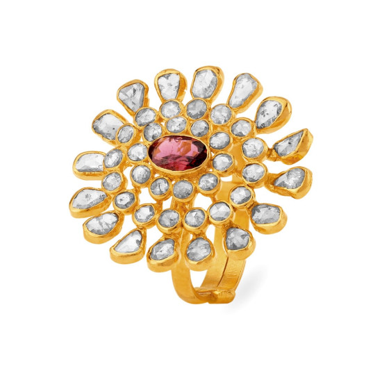 22KT GOLD AND POLKY DIAMOND FINGER RING