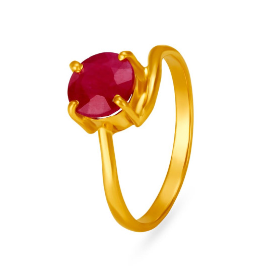 22KT GOLD AND RUBY FINGER RING