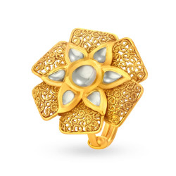 22KT GOLD AND KUNDAN FINGER RING