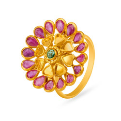 22KT GOLD RUBY AND EMERALD FINGER RING