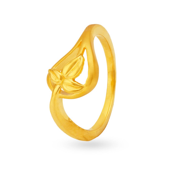 22KT YELLOW GOLD THREE LEAF FINGER RING