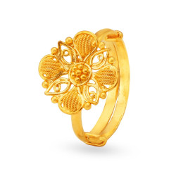 22KT YELLOW GOLD FLORAL FINGER RING