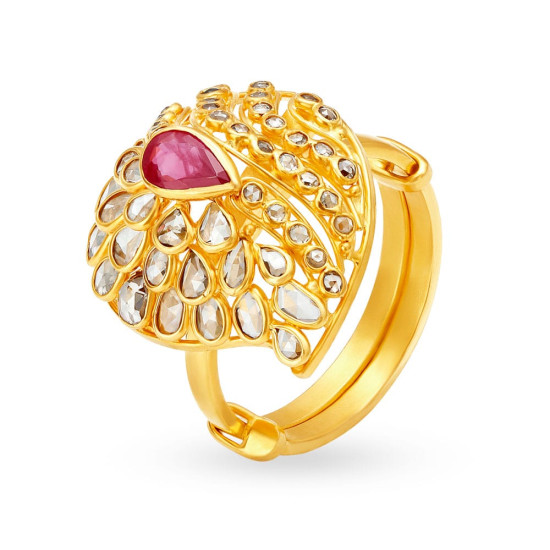 22KT GOLD AND POLKY DIAMOND FINGER RING