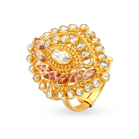 22KT GOLD AND POLKY DIAMOND FINGER RING